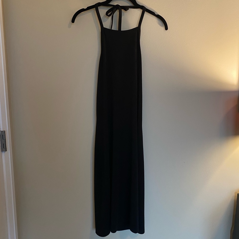 Black Midi Halter Dress